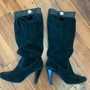 Michael Kors Black Suede Slouchy Knee High Boots Size 7.5